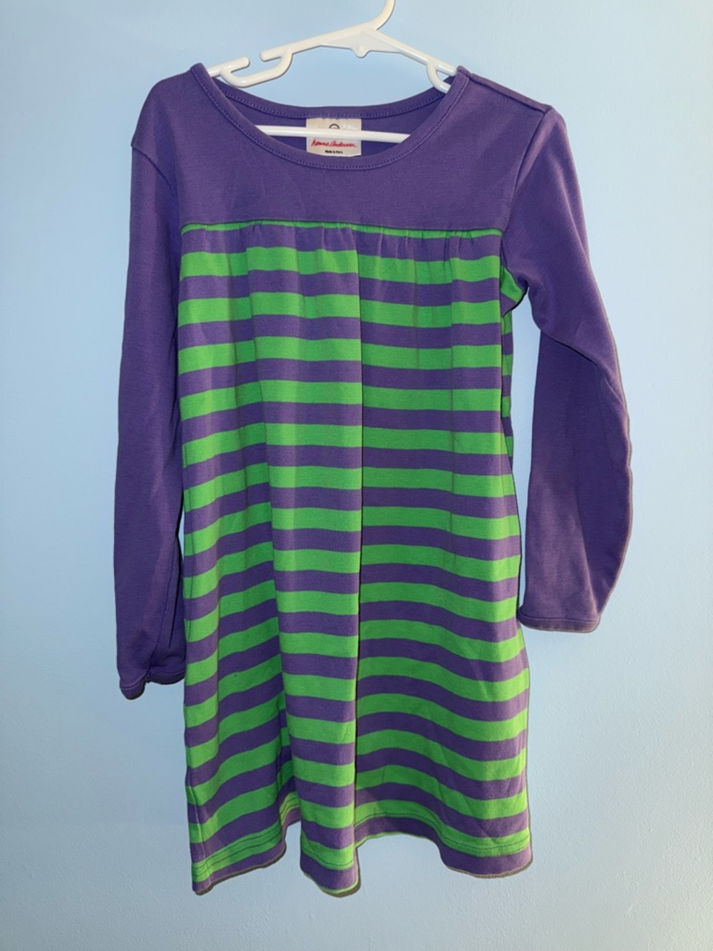 Hanna Andersson - Purple & Green Stripe Long-Sleeve Dress